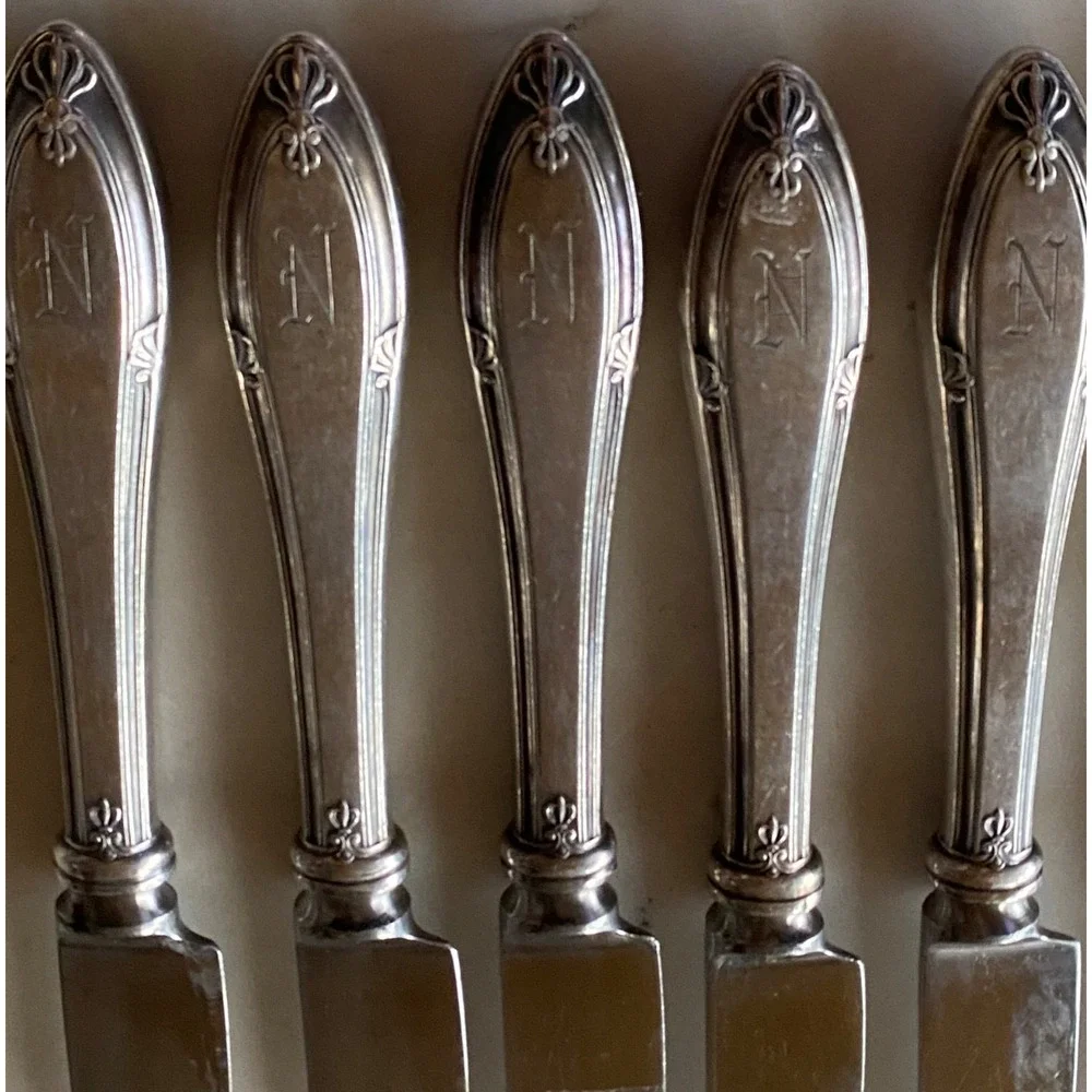 SET 6 DINNER KNIVES! Vintage GORHAM silverplate: PROVIDENCE pattern Monogram 